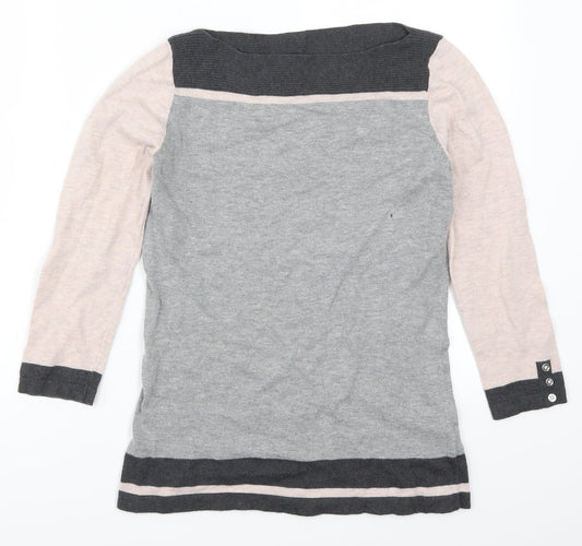NEXT Womens Grey   Pullover Jumper Size 8  - Colour Block Pink