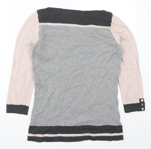 NEXT Womens Grey   Pullover Jumper Size 8  - Colour Block Pink