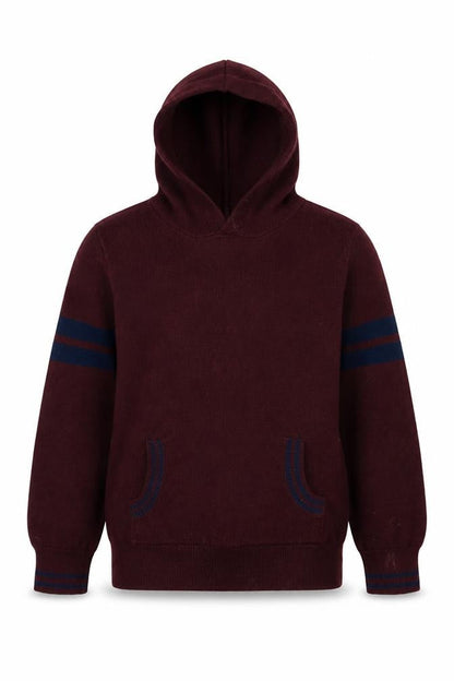 Matalan Boys Red Striped  Pullover Hoodie Size 7 Years  - Burgundy