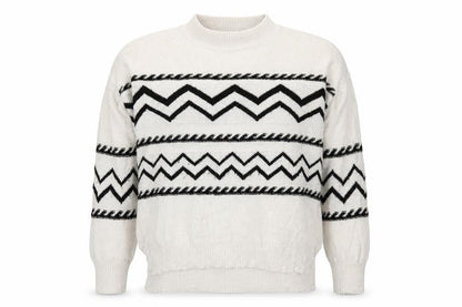 Papaya Womens Beige Striped  Pullover Jumper Size M  - Zig Zag