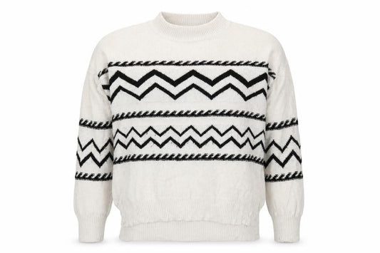 Papaya Womens Beige Striped  Pullover Jumper Size M  - Zig Zag