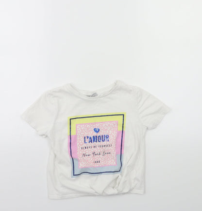 Matalan Girls White   Basic T-Shirt Size 7 Years