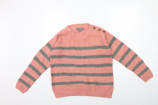 NEXT Womens Pink Striped Knit Pullover Jumper Size 12