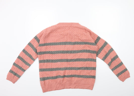 NEXT Womens Pink Striped Knit Pullover Jumper Size 12