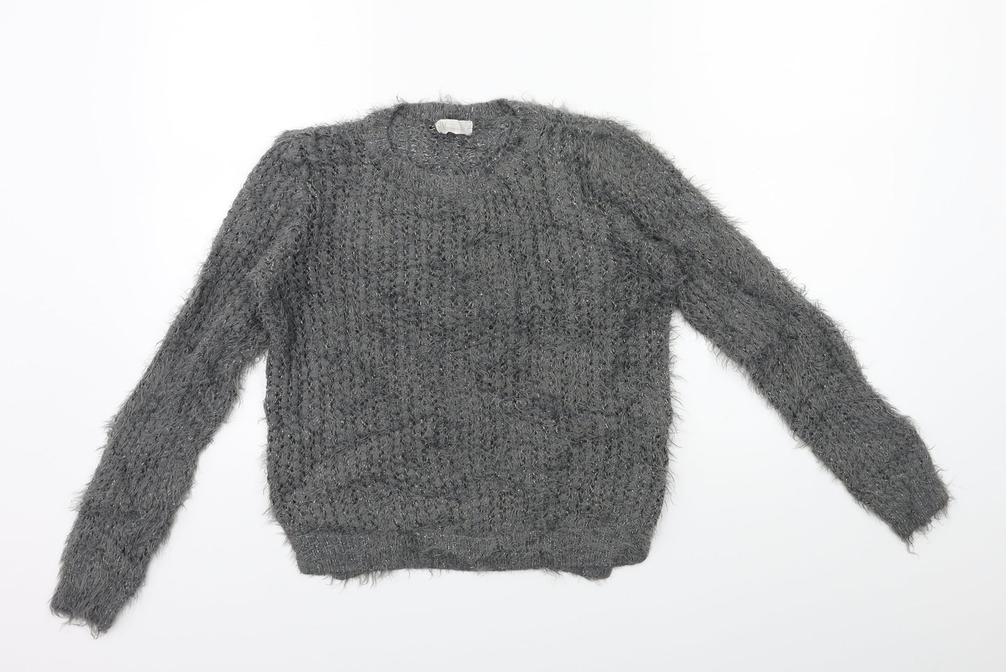 H&M Girls Grey  Knit Pullover Jumper Size 10 Years