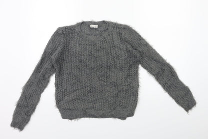 H&M Girls Grey  Knit Pullover Jumper Size 10 Years