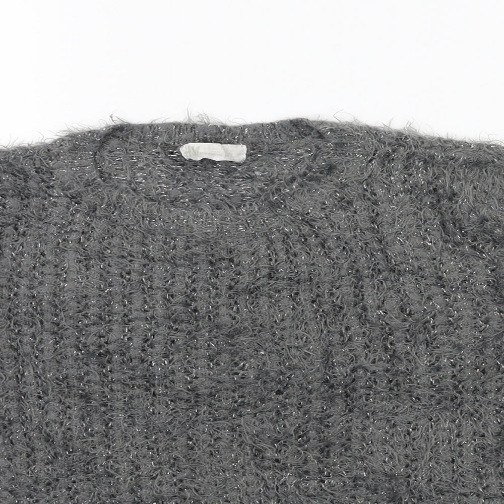 H&M Girls Grey  Knit Pullover Jumper Size 10 Years