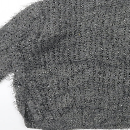 H&M Girls Grey  Knit Pullover Jumper Size 10 Years