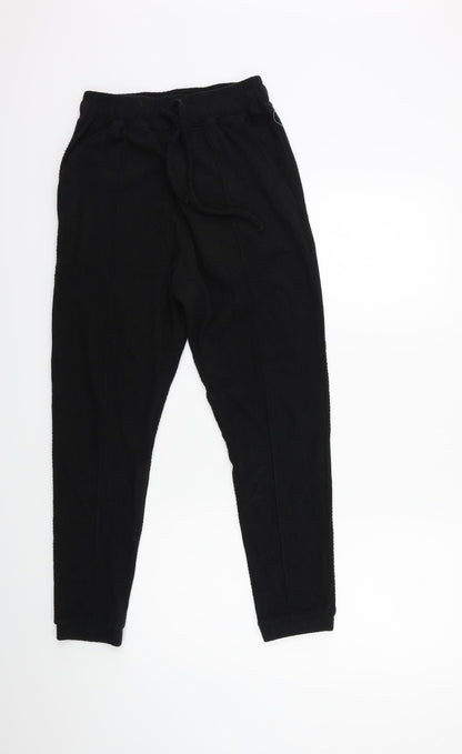 Womens UK Size S Preworn Regular Fit Sweatpants Black Trousers