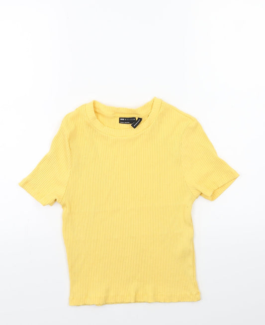 ASOS Womens Yellow  Knit Basic T-Shirt Size 14