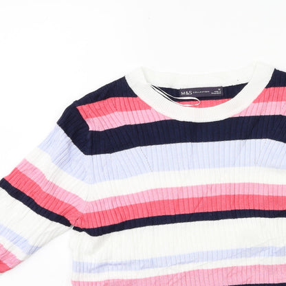 Marks and Spencer Womens Pink Striped Knit Pullover Jumper Size 12
