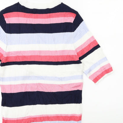 Marks and Spencer Womens Pink Striped Knit Pullover Jumper Size 12