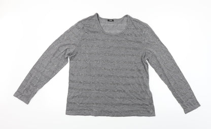 G.W  Womens Grey Striped  Basic Blouse Size 14