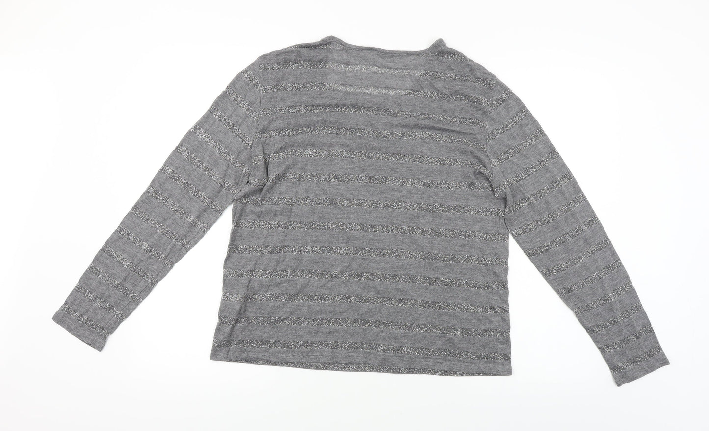 G.W  Womens Grey Striped  Basic Blouse Size 14