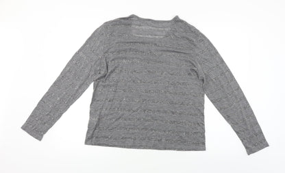 G.W  Womens Grey Striped  Basic Blouse Size 14