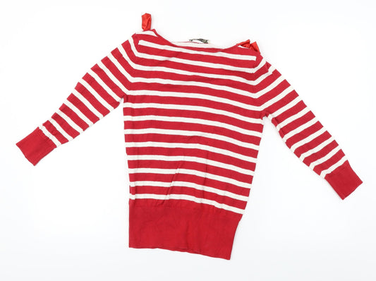 Oasis  Womens Red Striped  Pullover Jumper Size S