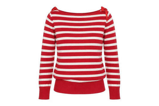 Oasis  Womens Red Striped  Pullover Jumper Size S