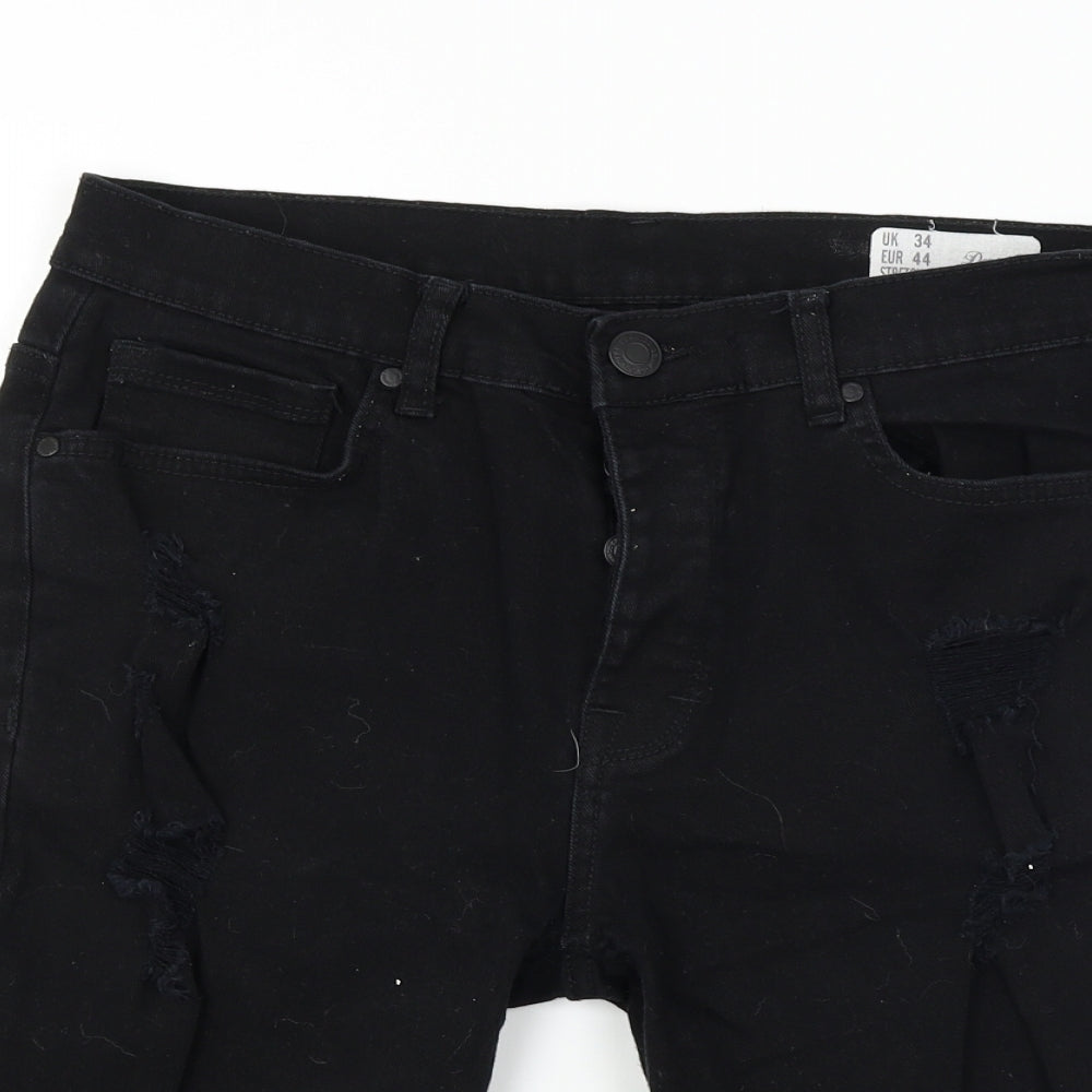 DENIM CO Womens Black   Chino Shorts Size 34 in