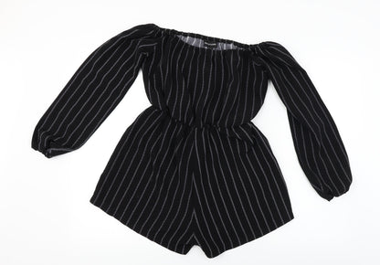 PRETTYLITTLETHING Womens Black Striped  Jumpsuit One-Piece Size 8