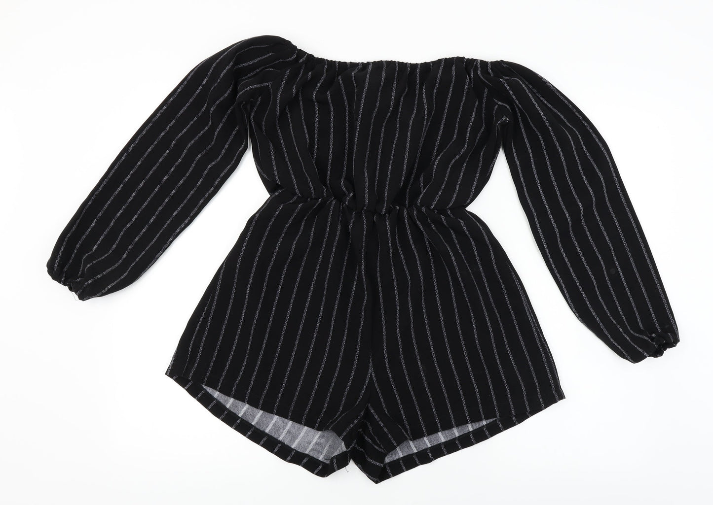 PRETTYLITTLETHING Womens Black Striped  Jumpsuit One-Piece Size 8