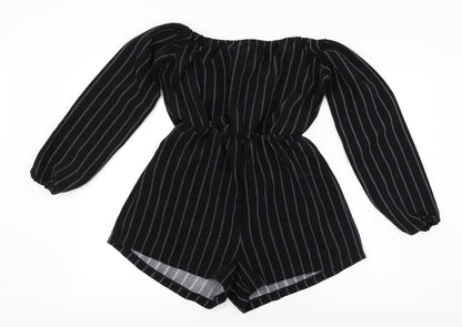 PRETTYLITTLETHING Womens Black Striped  Jumpsuit One-Piece Size 8