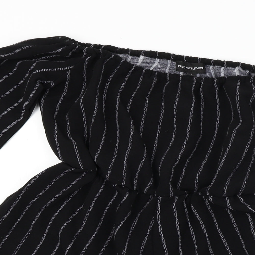 PRETTYLITTLETHING Womens Black Striped  Jumpsuit One-Piece Size 8