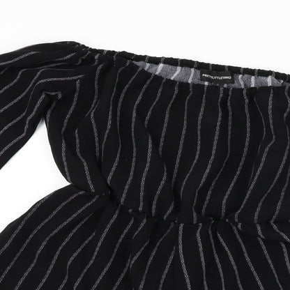 PRETTYLITTLETHING Womens Black Striped  Jumpsuit One-Piece Size 8