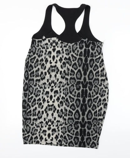 AX Womens Black Animal Print  Basic Blouse Size 10