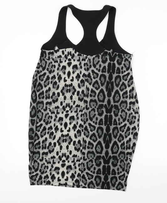 AX Womens Black Animal Print  Basic Blouse Size 10