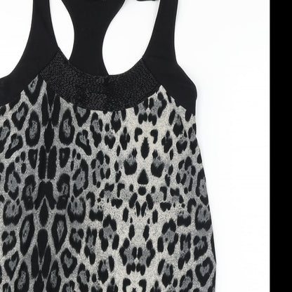 AX Womens Black Animal Print  Basic Blouse Size 10