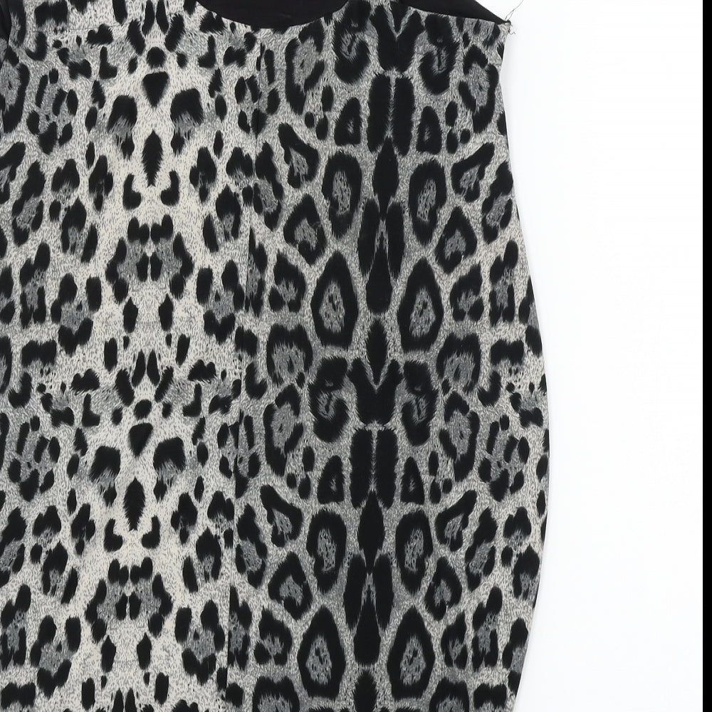 AX Womens Black Animal Print  Basic Blouse Size 10