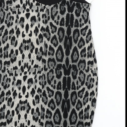 AX Womens Black Animal Print  Basic Blouse Size 10