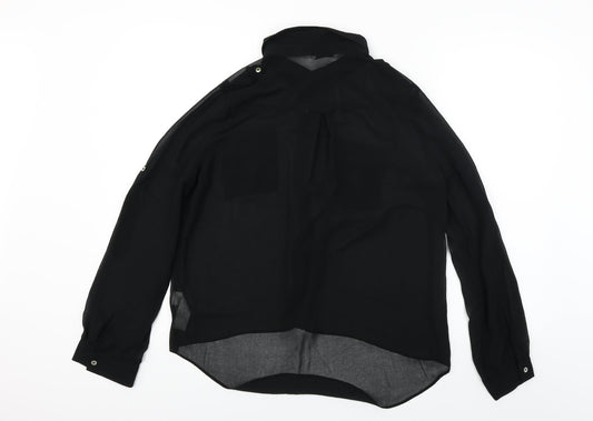 Womens UK Size 14 New Look Black Basic Button-Up