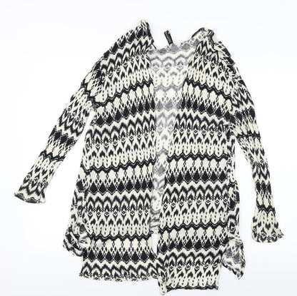 H&M Womens Ivory Geometric  Cardigan Jumper Size 8