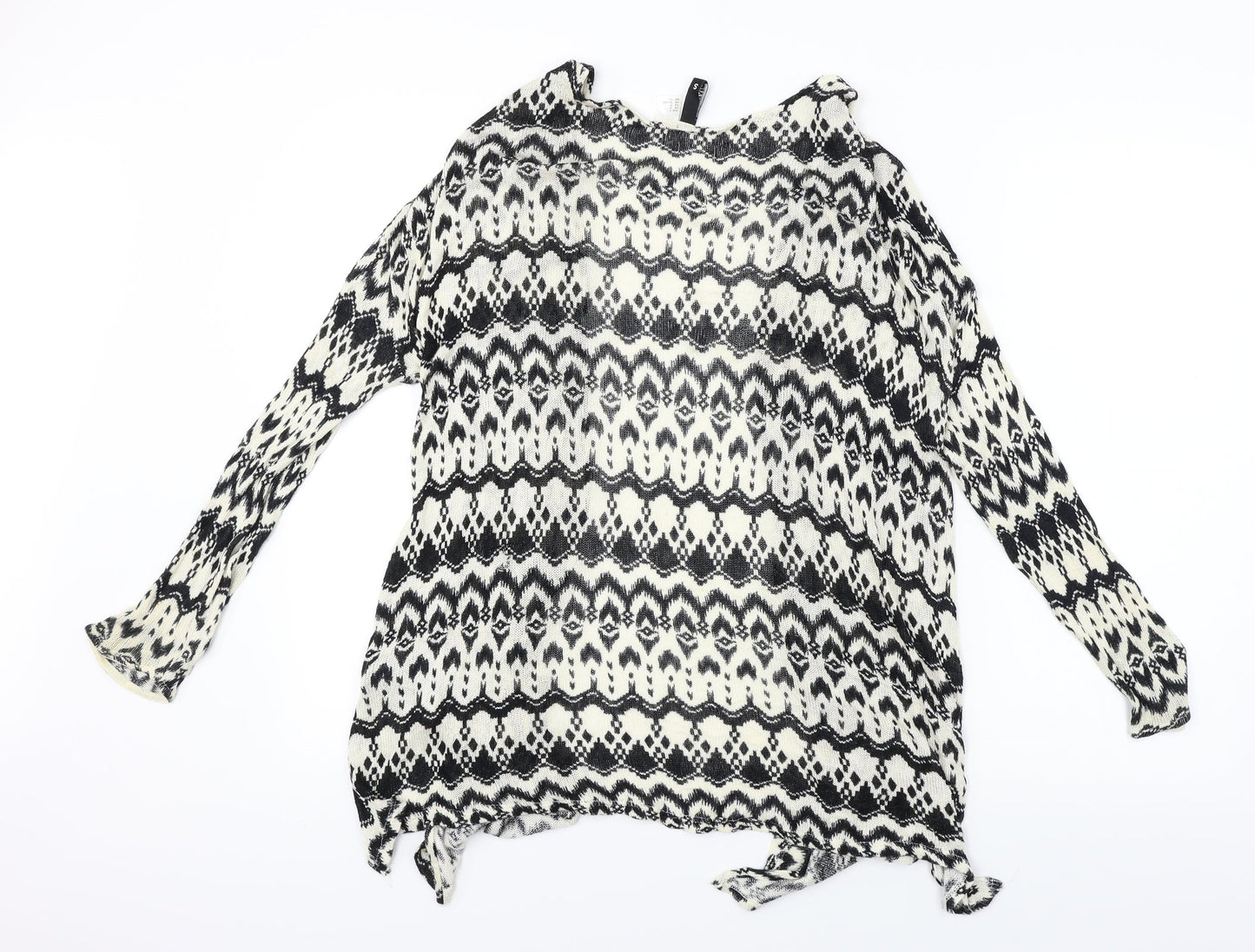 H&M Womens Ivory Geometric  Cardigan Jumper Size 8