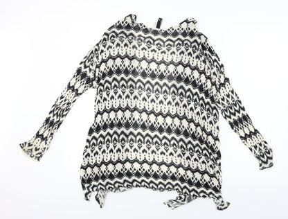 H&M Womens Ivory Geometric  Cardigan Jumper Size 8