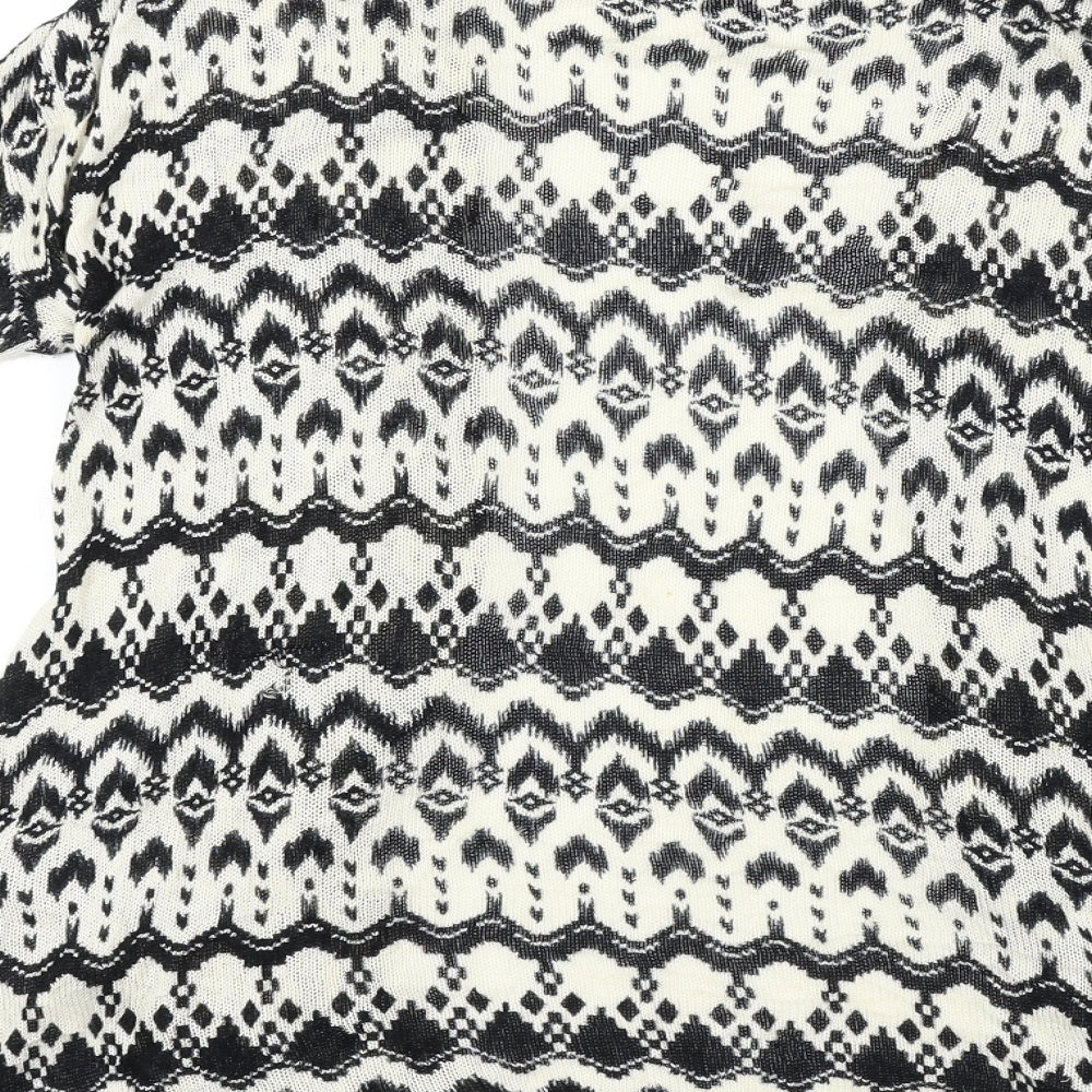 H&M Womens Ivory Geometric  Cardigan Jumper Size 8
