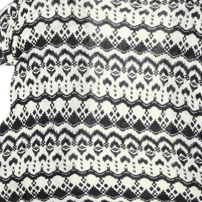 H&M Womens Ivory Geometric  Cardigan Jumper Size 8