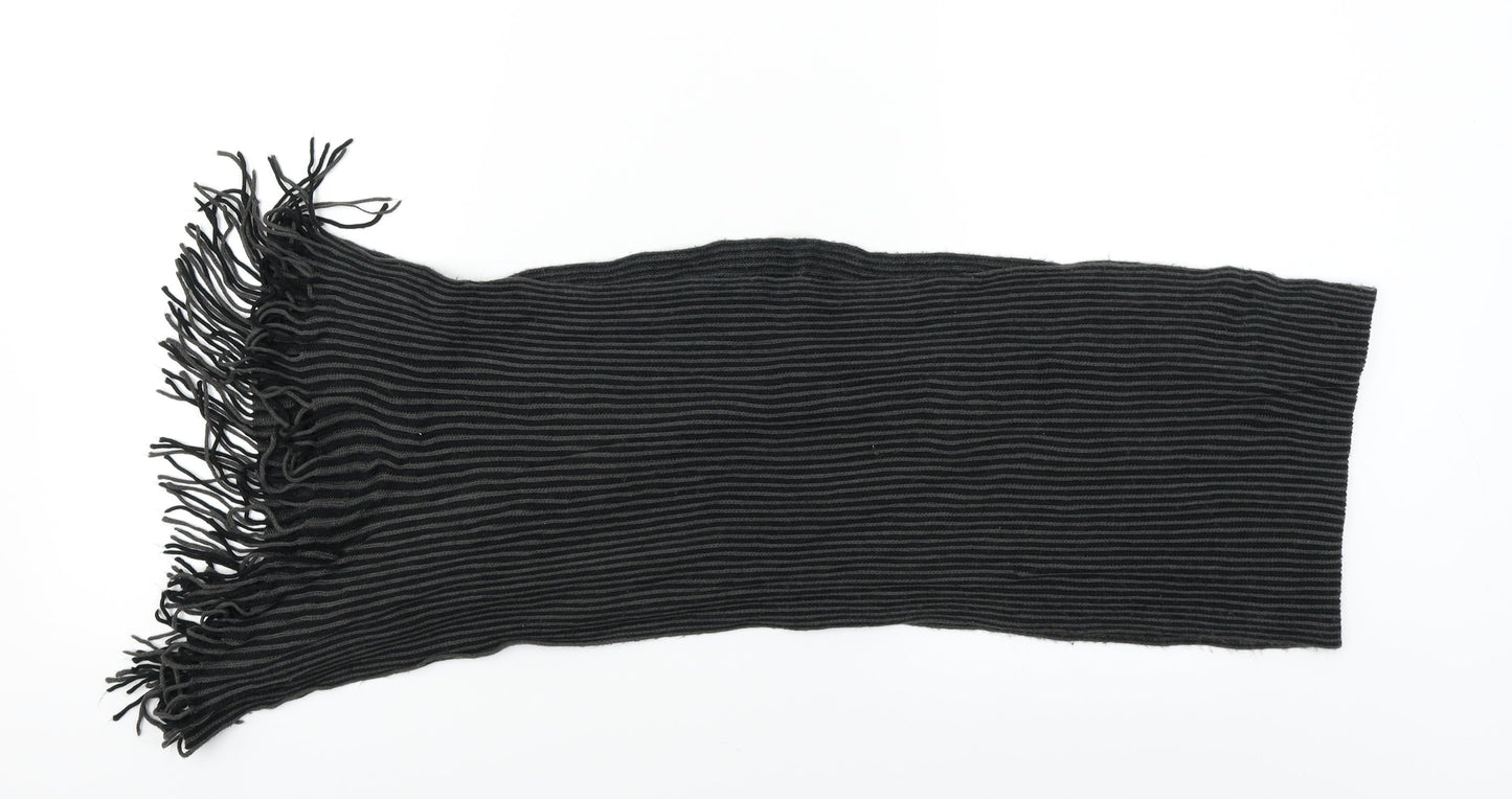 Preworn Mens Black Striped  Scarf  One Size