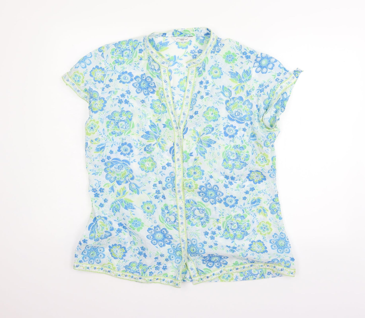 Womens UK Size 14 New Look Blue Basic Button-Up
