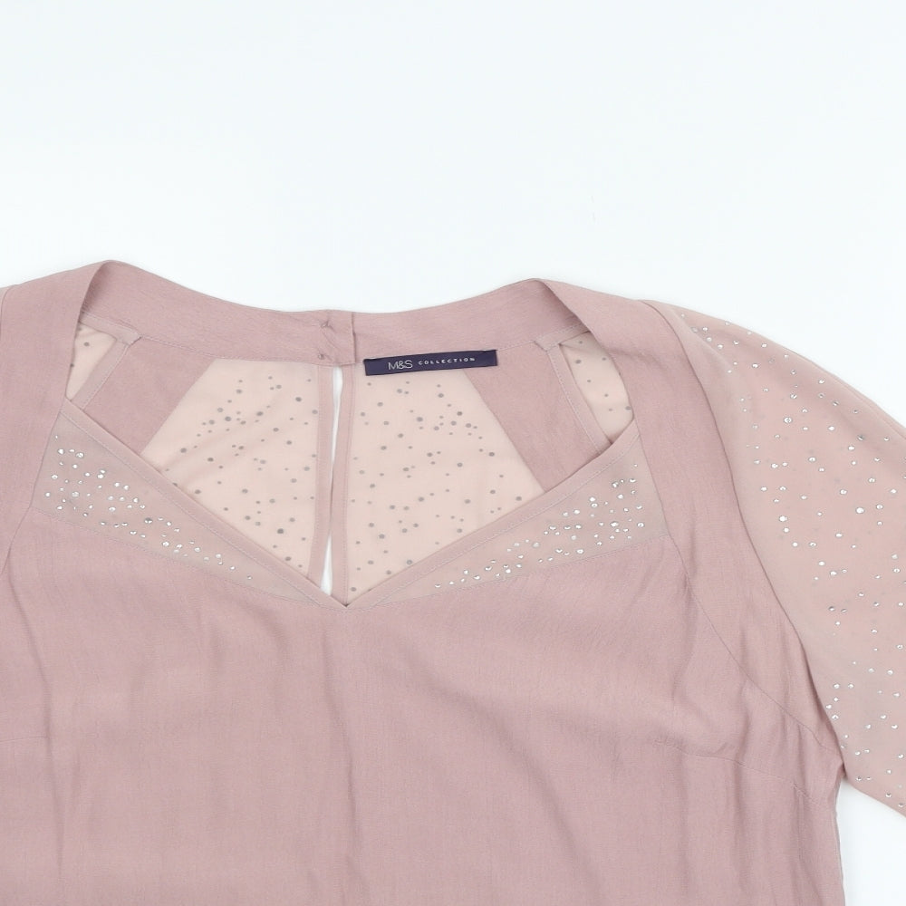 Marks and Spencer Womens Beige   Basic Blouse Size 14