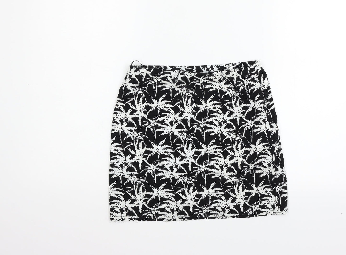 New Look Womens Black Geometric  Flare Skirt Size 12