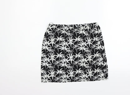 New Look Womens Black Geometric  Flare Skirt Size 12