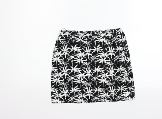 New Look Womens Black Geometric  Flare Skirt Size 12