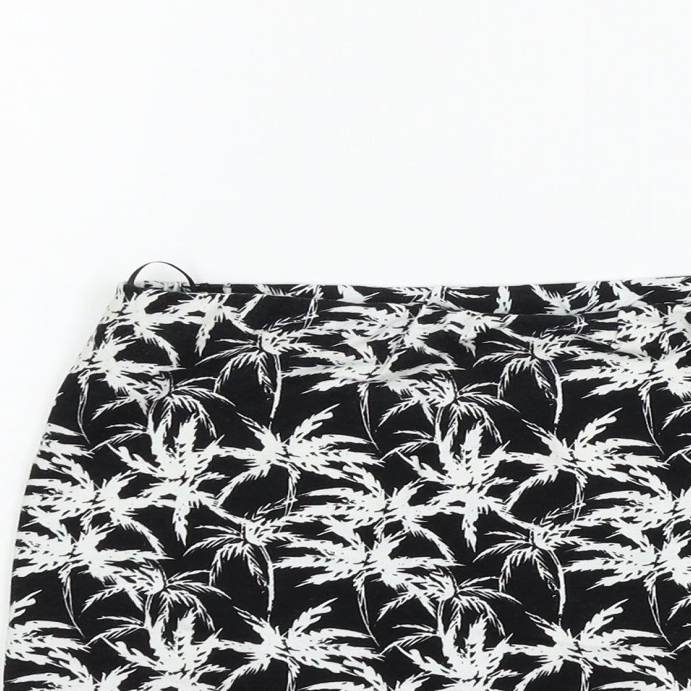 New Look Womens Black Geometric  Flare Skirt Size 12