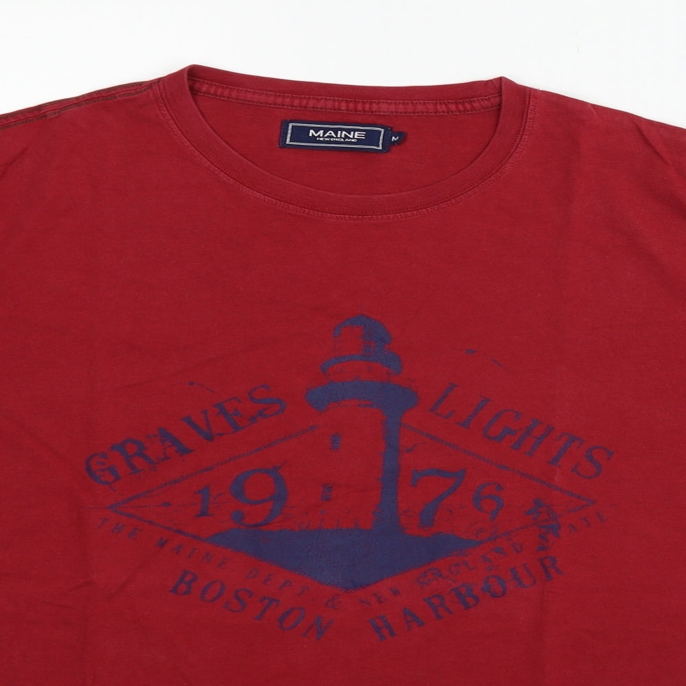 Maine Mens Red    T-Shirt Size M