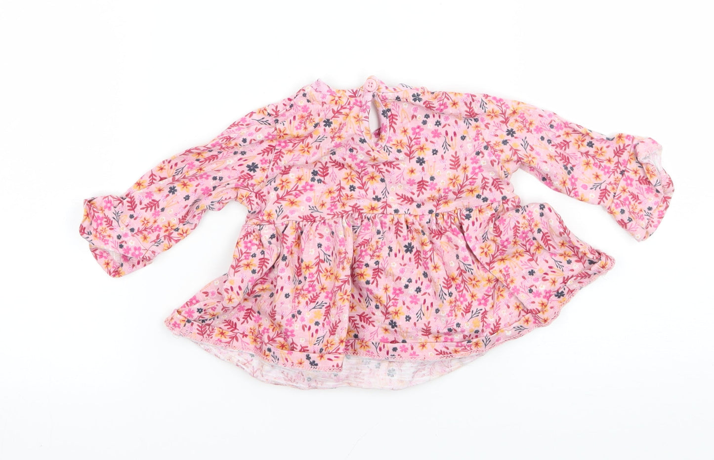 George Girls Pink Floral Jersey Basic T-Shirt Size 0-3 Months