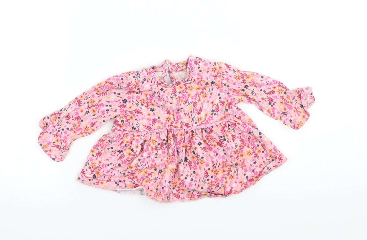 George Girls Pink Floral Jersey Basic T-Shirt Size 0-3 Months