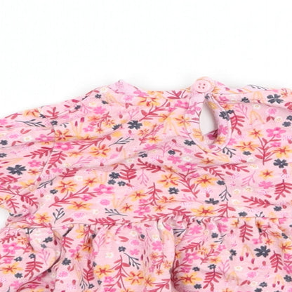 George Girls Pink Floral Jersey Basic T-Shirt Size 0-3 Months