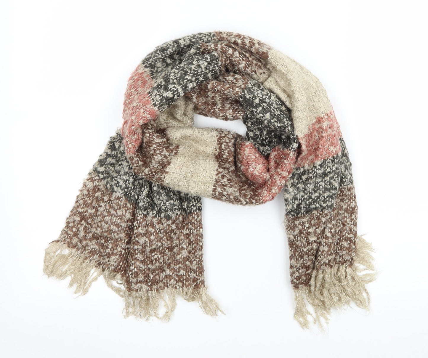 The Imporium Womens Beige Striped Knit  Scarf